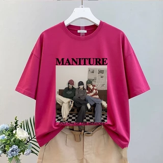 เสื้อครอปสาวอวบไซส์ใหญ่ oversize เสื้อผ้าวัยรุ่นน่ารักๆ เสื้อยืดแฟชั่นผู้หญิงกําลังฮิตใหม่ล่าสุด สกรีนลายวินเทจ เกาหลี