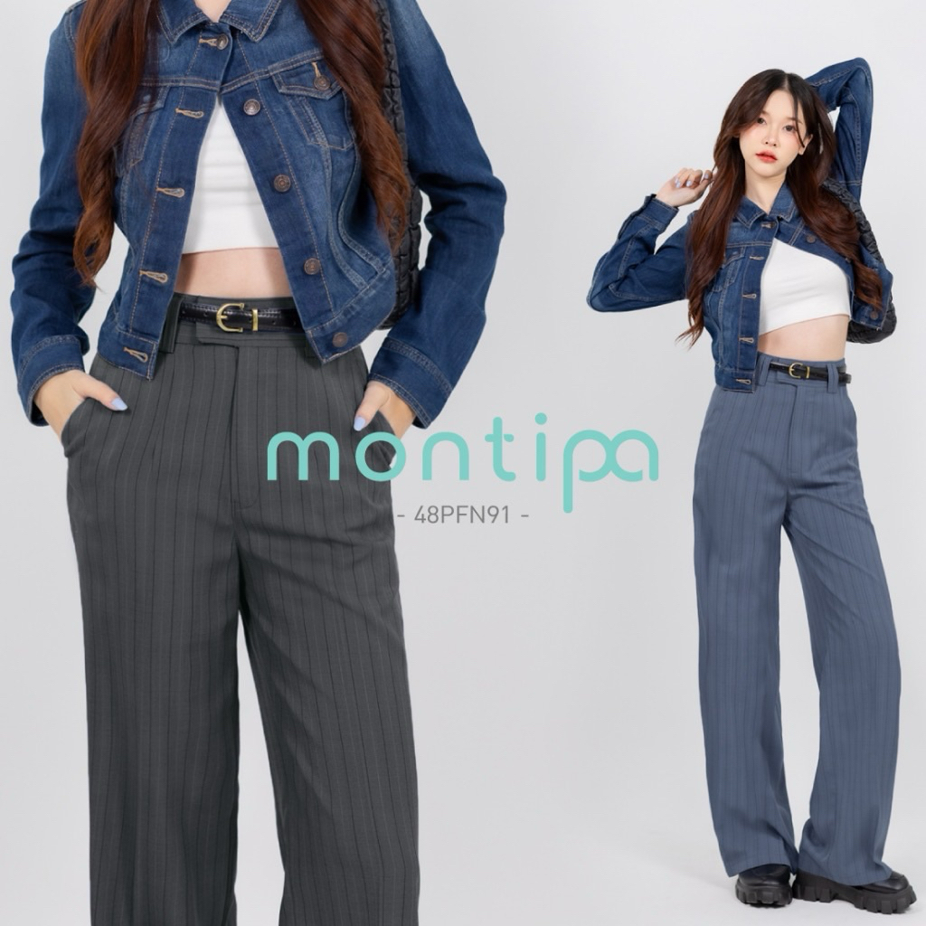 กางเกงลายริ้วมือ2montipa