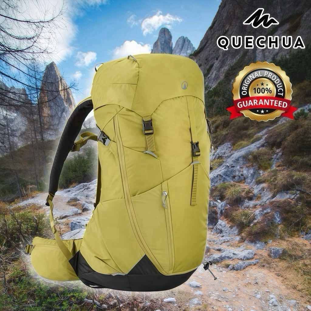 กระเป๋าเป้สะพายหลังสำหรับเดินป่าขนาด 38 ลิตร รุ่น MH500 (สีเหลืองกากี) QUECHUA