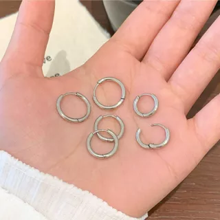 ต่างหูเงิน ทรงกลม 1 คู่ หนา 2 mm. ขนาด 8 / 10 / 12 mm. แบบยูนิเซ็กส์ ใส่ได้ทั้งญ/ช สไตลมินิมอล เกาหลีเกาใจ ส่งจากไทย!!!