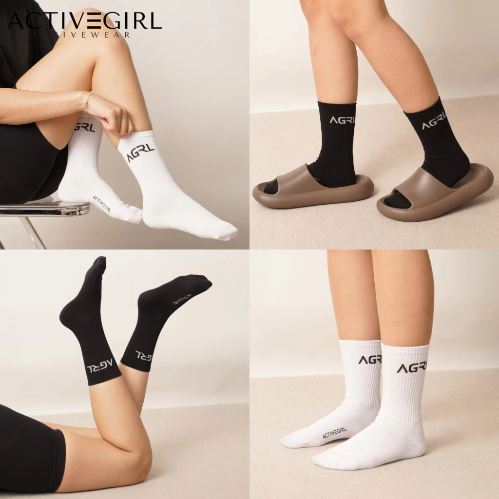 ActiveGirl - ถุงเท้าข้อยาวพิมพ์ลาย AGRL