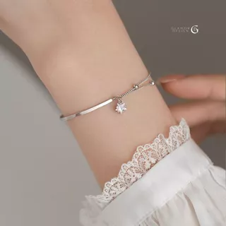 GLAMOR✨กำไลเงินแท้ Star Half Bracelet จี้ดาว เงินแท้925 กำไลผู้หญิงสไตล์มินิมอล ปรับขนาดได้
