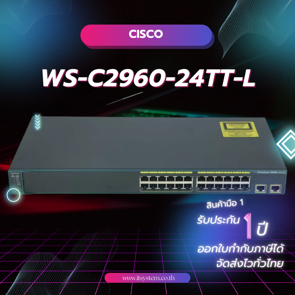 Cisco - WS-C2960-24TT-L - Cisco - WS-C2960-24TT-L - Catalyst 2960 24 10/100 + 2 1000BT