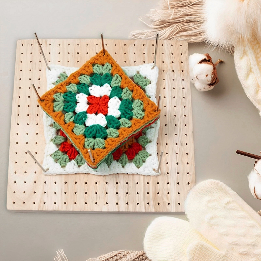 Wooden Crochet Blocking Board Reusable Handcrafted Knitting Blocking Mat Set for Knitting Needlework