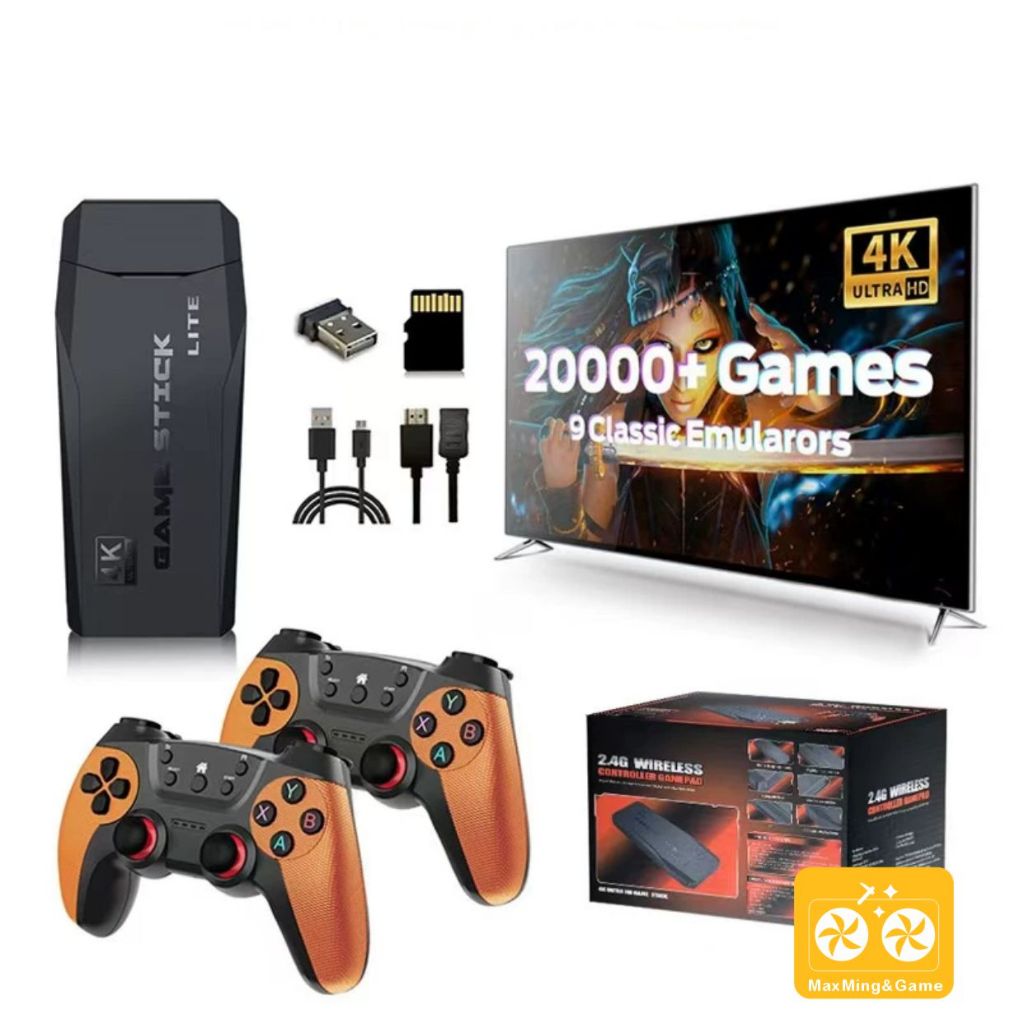 เครื่องเล่นเกมพกพา Game Stick Lite 4K HDMI รวมเกมเก่า 20,000++  เกม พร้อมจอยไร้สาย 2 ตัว รองรับ 15 ค