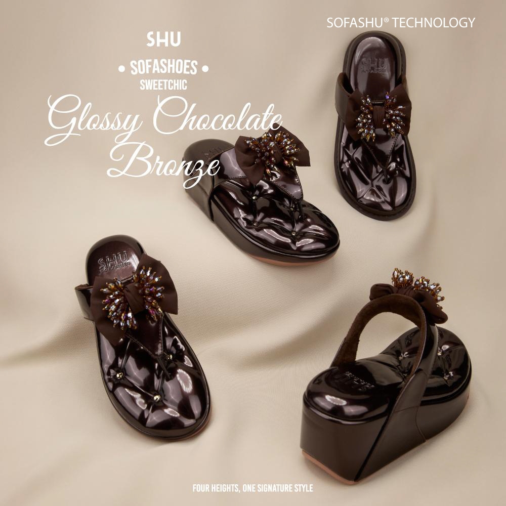 SHU SOFASHOES SWEETCHIC GLOSSY CHOCOLATE BRONZE รวม 4 ความสูง