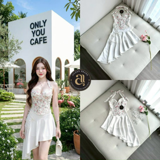 Aileen(เช็คก่อนสั่ง) Set 2ชิ้น เสื้อผูกคอลายดอกสดใสแมทซ์กับก…