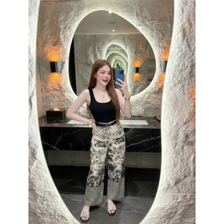 👗พร้อมส่ง👗ชุดเซ็ท3 ชิ้น เสื้อกล้าม+กางเกงขายาว+เข็มขัด ผ้าใส…