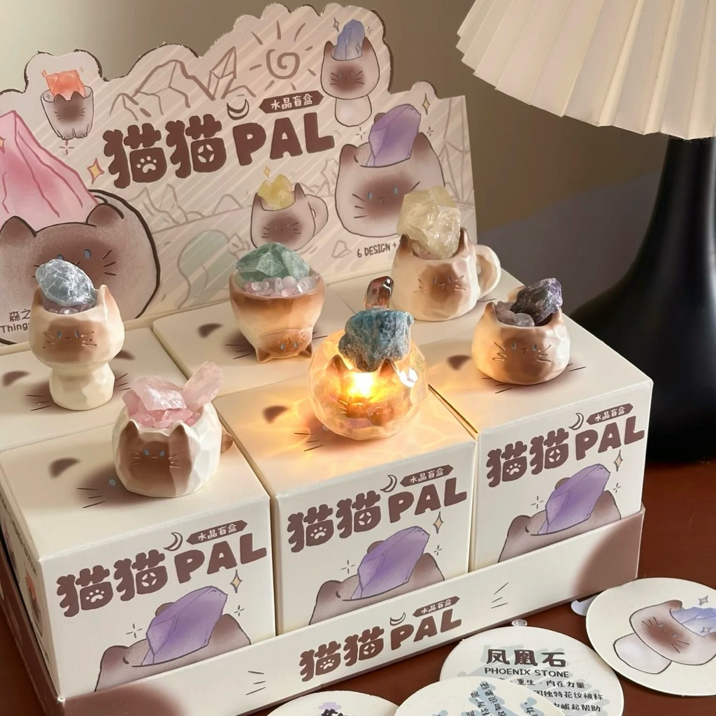 ⚡️โปรพิเศษ 4ชิ้น⚡️(พร้องส่ง/🇹🇭) Lucky cat หินคริสตัลแมวนำโชค ตุ๊กตาตกแต่งโต๊ะทำงาน ของขวัญวันเกิด กล่องสุ่มสุดน่ารัก
