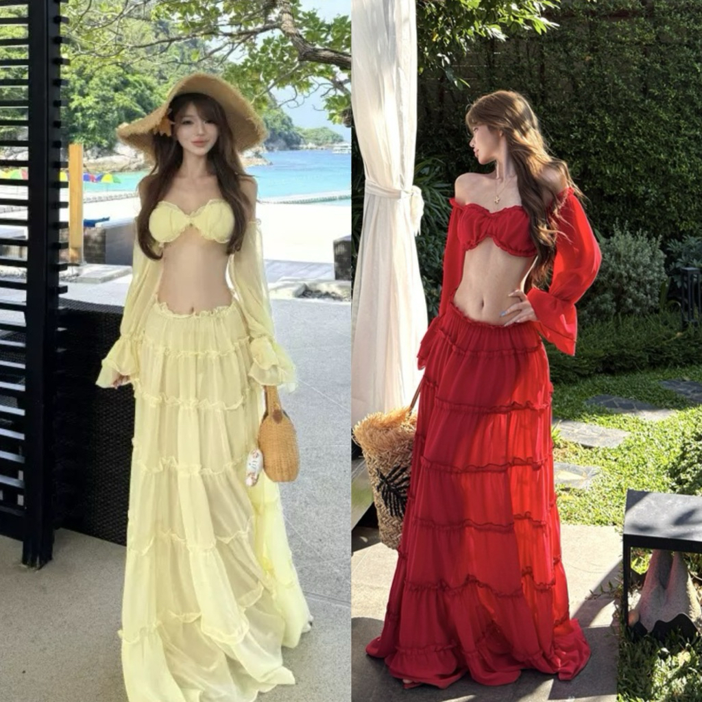 ชุดเซ็ตไปทะเลสีเหลือง 2 ชิ้น ส่วนตัวเสื้อมีฟองน้ำและมีซับในให้ พร้อมส่งจากกรุงเทพทุกรุ่นนะคะ – โปรปัง