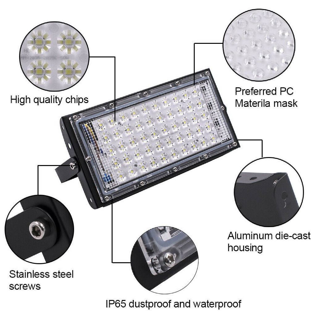 LED Floodlight 80w ไฟ สปอตไลท์ LED กันน้ำ ขนาด 50W โคมไฟ ไฟถนน โคมไฟภูมิทัศน์ ดวงไฟ 50 ดวง รูปที่ 3
