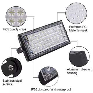 LED Floodlight 80w ไฟ สปอตไลท์ LED กันน้ำ ขนาด 50W โคมไฟ ไฟถนน โคมไฟภูมิทัศน์ ดวงไฟ 50 ดวง