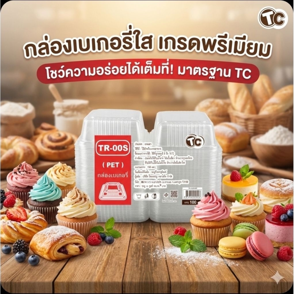 ♻️TR-00S กล่องพลาสติกใส PET จำนวน 100 ชิ้น ♻️