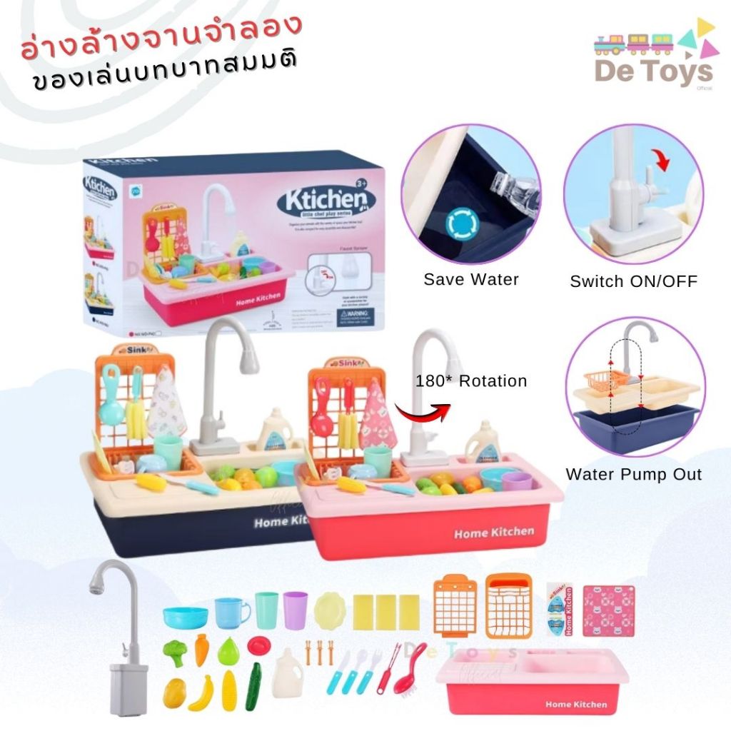 ของเล่นชุดอ่างล้างจานจำลอง Ktichen Little Chef Play Series ของเล่นบทบาทสมมติ