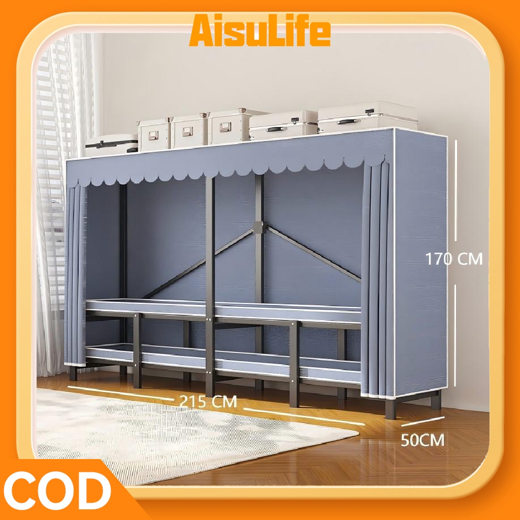 AisuLife ตู้เสื้อผ้า ตู้ผ้า ตู้เก็บของท่อเหล็กแบบเรียบง่าย เส้นผ่านศูนย์กลาง 20 มม. แข็งแรงทนทาน