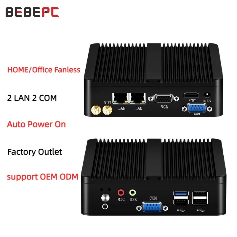 Fanless Mini PC Intel Celeron N2930 J1900 N2840 Dual LAN Windows 10 4 Core Industrial Mini Desktop C
