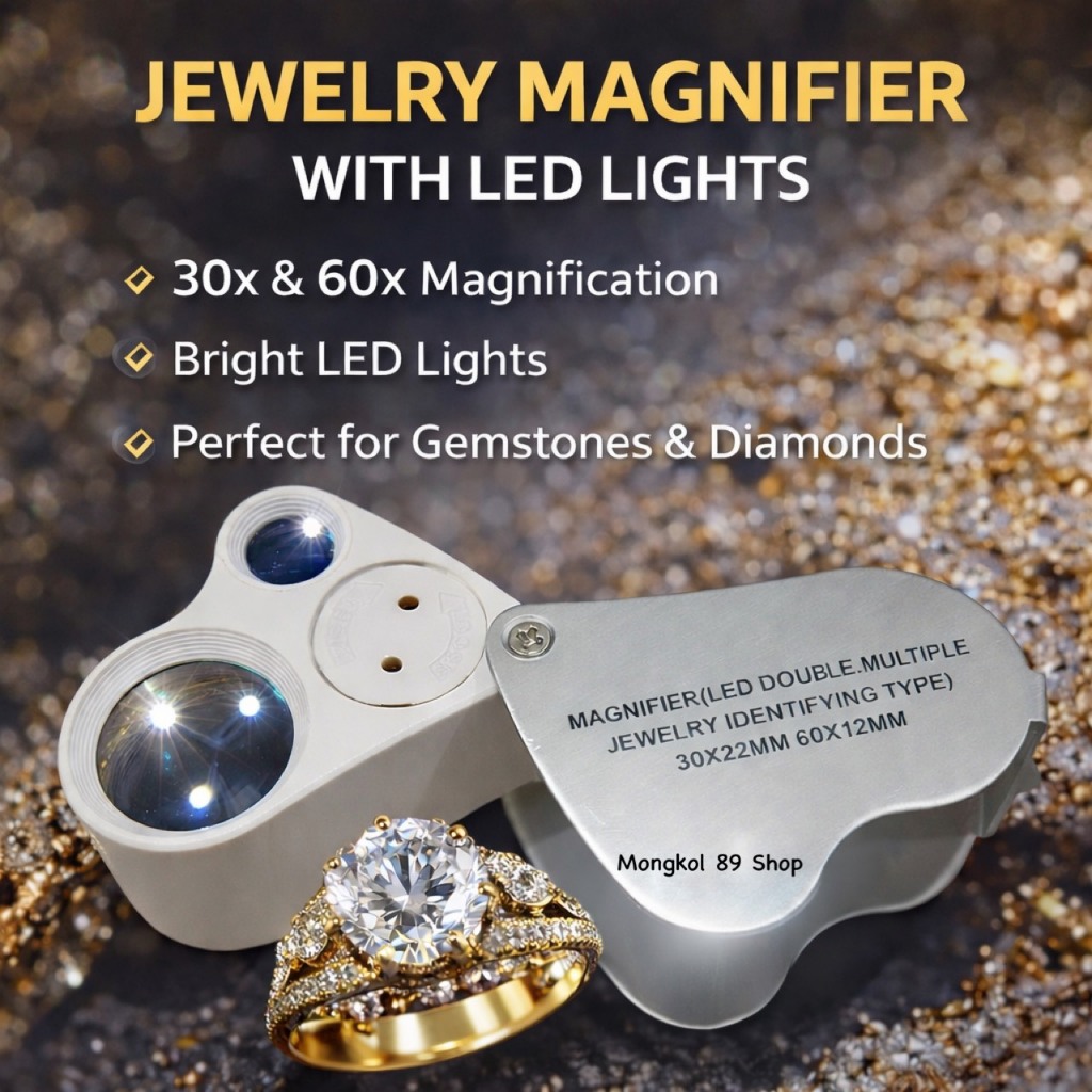 กล้องส่องเพชร 30x กะ 60x มีไฟ led 2 ดวง แว่นขยายส่องเพชร กล้องส่องเพชร แว่นขยายส่องพระ 30x กล้องส่อง