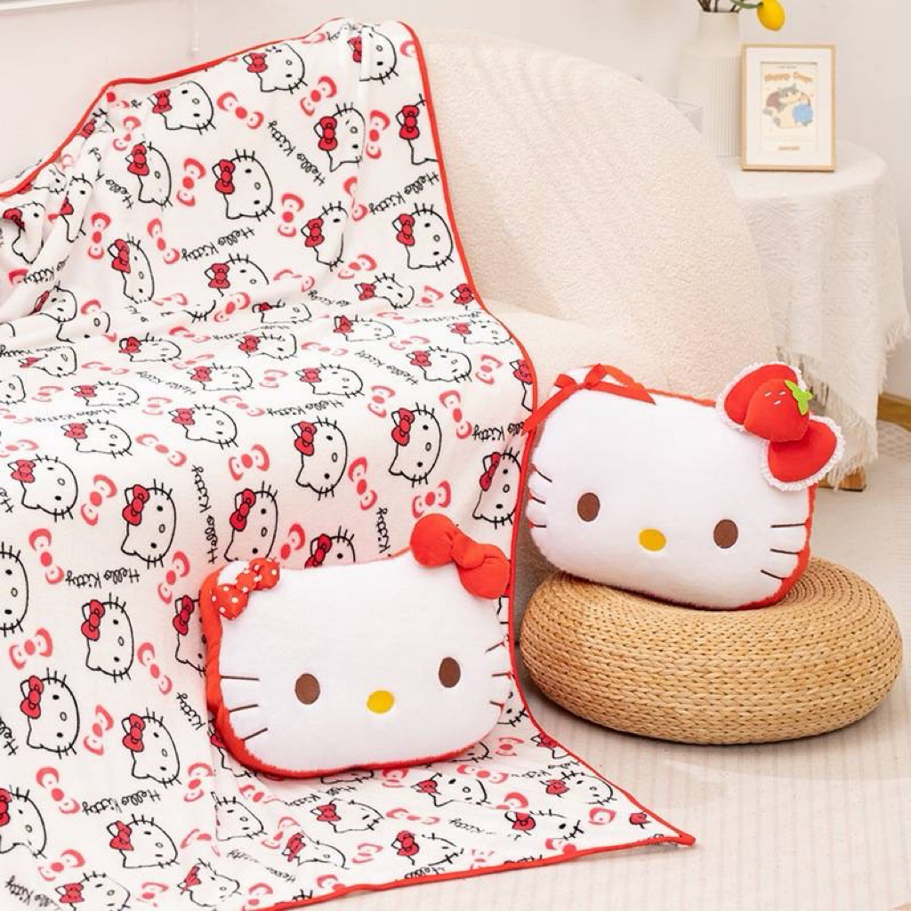 [พร้อมส่ง] หมอนผ้าห่ม หัว Hello Kitty 🥰💖
