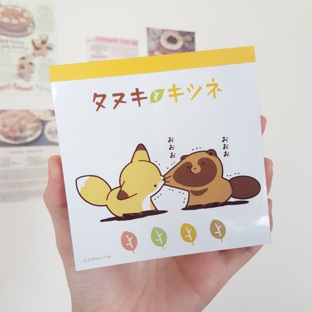 สมุดฉีกกระดาษโน้ต (Memo Pad) ลายTanuki to Kitsune ทาเนกิและคิตสึเนะ จากญี่ปุ่น