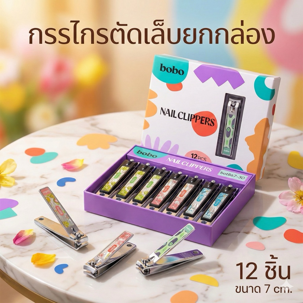 🌷ยกโหล🌷กรรไกรตัดเล็บ ขนาด 7 cm.งานคุณภาพ พร้อมกล่อง K013