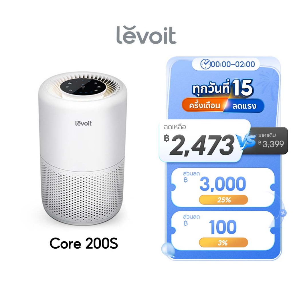 [สินค้าพร้อมส่ง] Levoit Core 200S Air Purifier App PM2.5 เครื่องฟอกอากาศ levoit 200s กรองอากาศ ประกัน 2 ปี