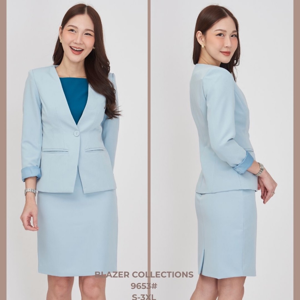 Laboratory 9563# เสื้อสูทไม่มีปกทรงเข้ารูป มีไซส์ S-3XL