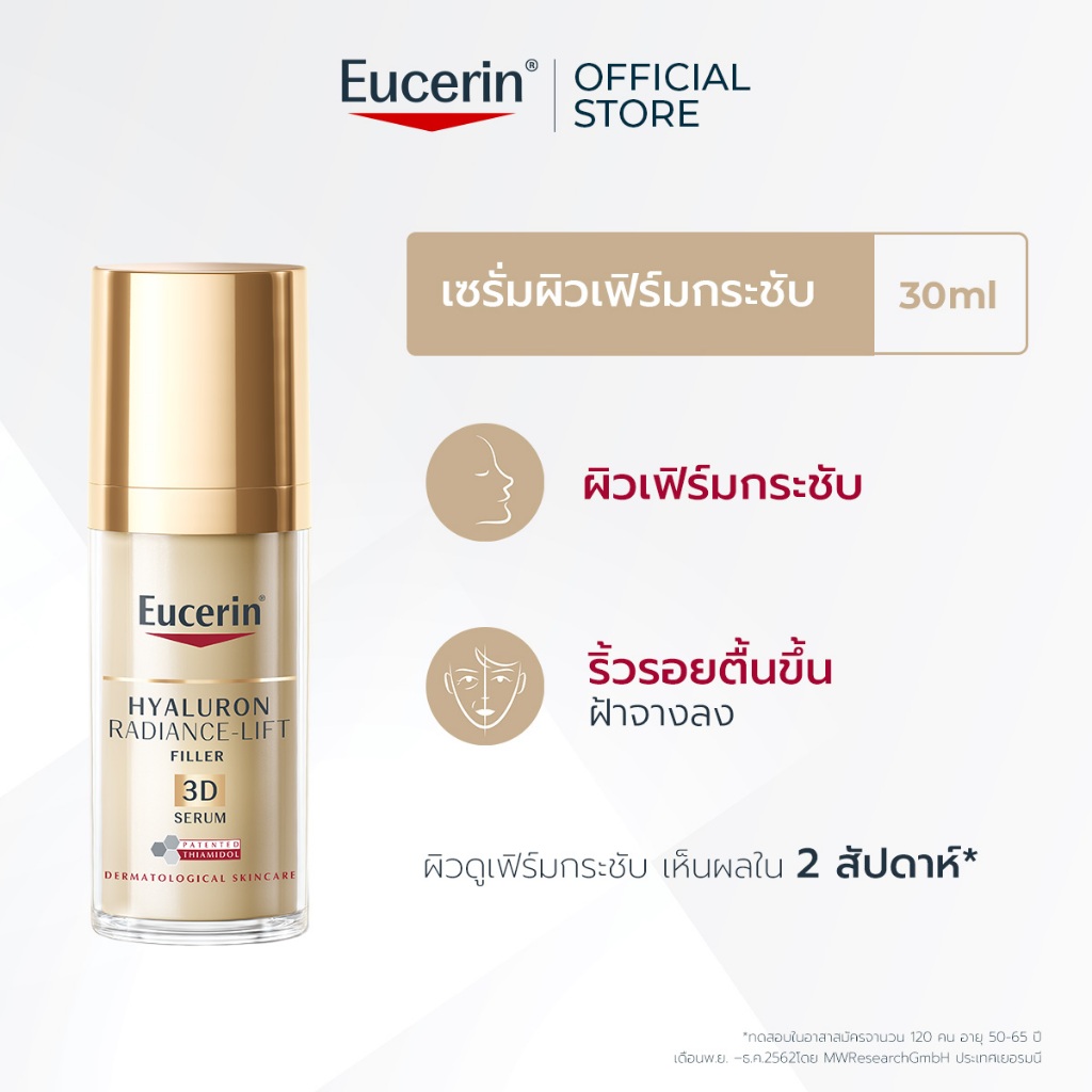 Eucerin HYALURON [HD] RADIANCE-LIFT FILLER THIAMIDOL 3D SERUM 30 ML เซรั่มบำรุงผิวหน้า ลดเลือนริ้วรอย ยกกระชับ