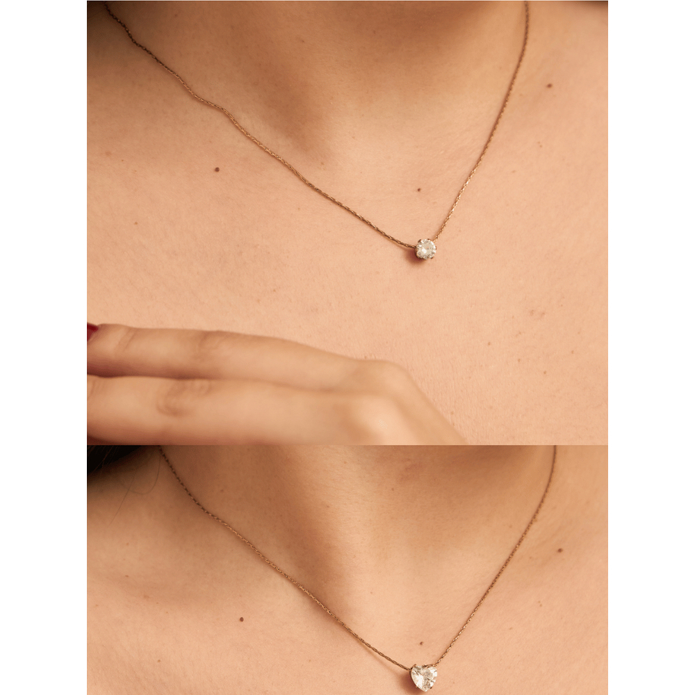 Dearpiece สร้อยเพชรรูปหัวใจ ขนาดจี้จี้ 6 mm ใส่อาบน้ำได้