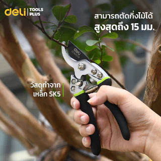 Deli กรรไกรตัดเเต่งกิ่งไม้ กรรไกรตัดกิ่ง กรรไกรทำสวน SK5 มีระบบล็อกนิรภัย แข็งเเรง ทนทาน Pruning Shears