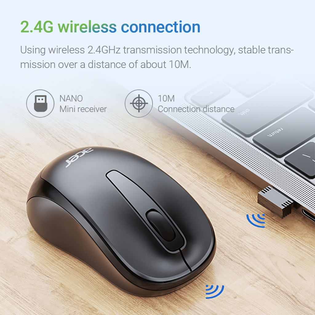 Acer เมาส์ไร้สาย M157 ปรับ DPI 3 ระดับ ส่งสัญญาณ 10 เมตร ดีไซน์ไร้เสียง Mouse Wireless เม้าส์ ราคา ถูกที่สุด ดีลบีเคเค แกลเลอรีภาพที่ 4