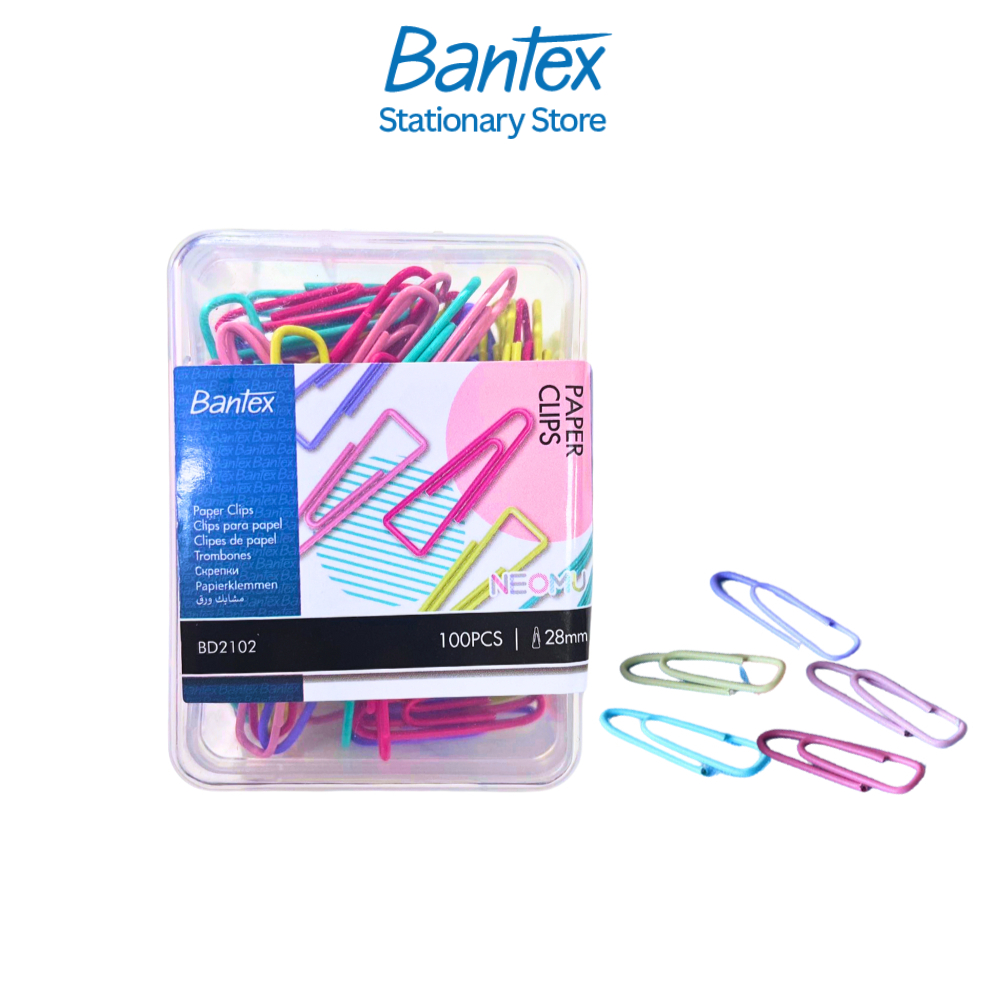 Bantex ลวดเสียบกระดาษ คลิปหนีบกระดาษ 100ชิ้น/กล่อง หนีบกระดาษ จัดระเบียบเอกสาร คละสี Paper Clips