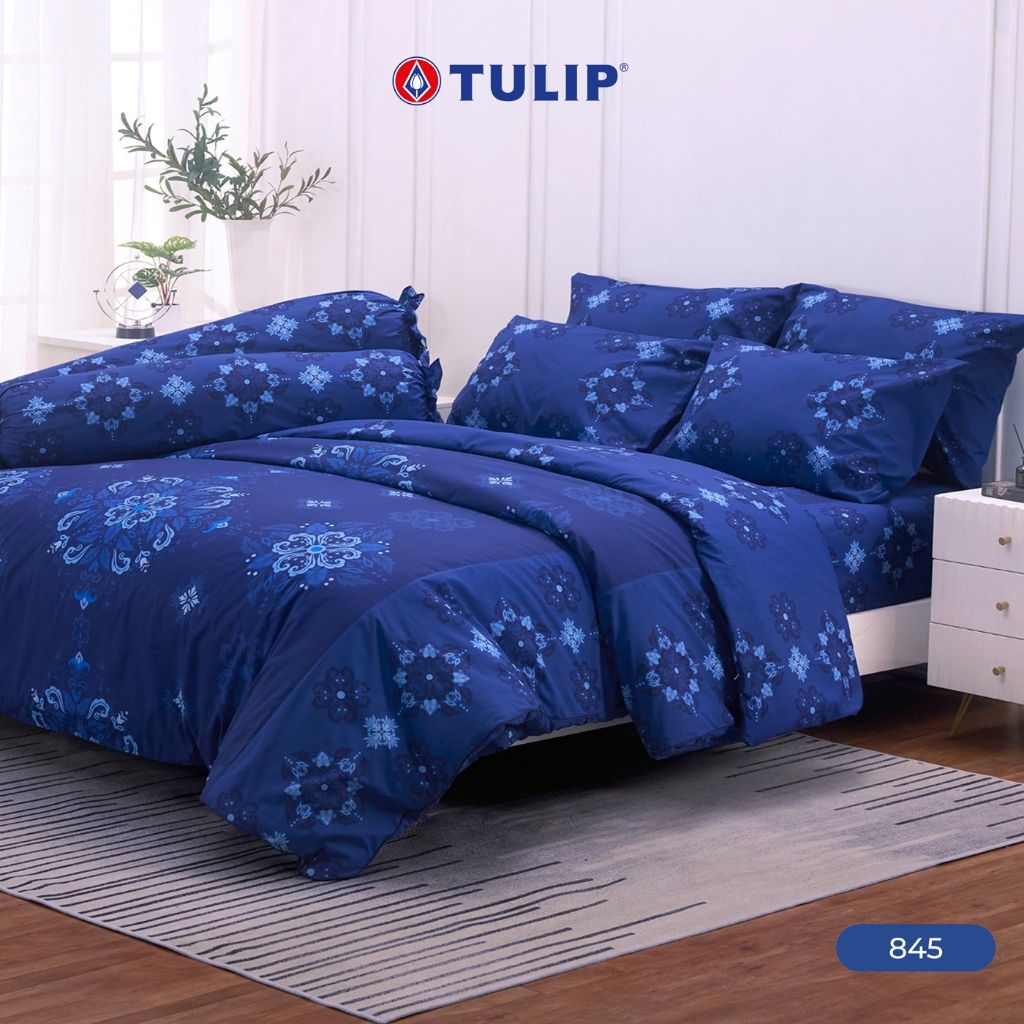 TULIP Cotton Mix พิมพ์ลาย 845 ชุดผ้าปูที่นอน ผ้าห่ม ผ้านวม พิมพ์ลายกราฟิกสวยงาม เนื้อผ้าหนาแน่น