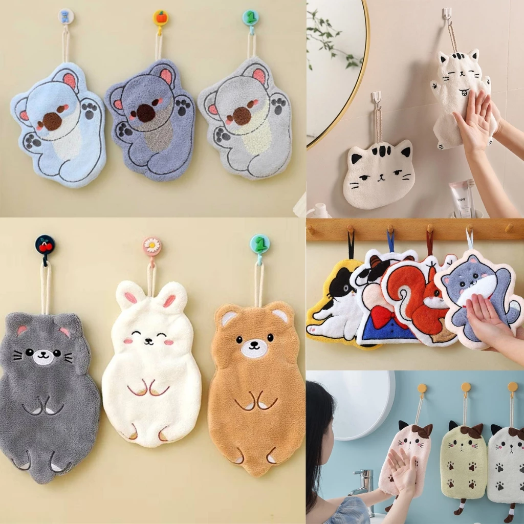 ผ้าเช็ดมือกำมะหยี่ เนื้อนุ่ม ดูดซับน้ำได้ดี ลายการ์ตูน น่ารัก ผ้าเช็ดหน้า