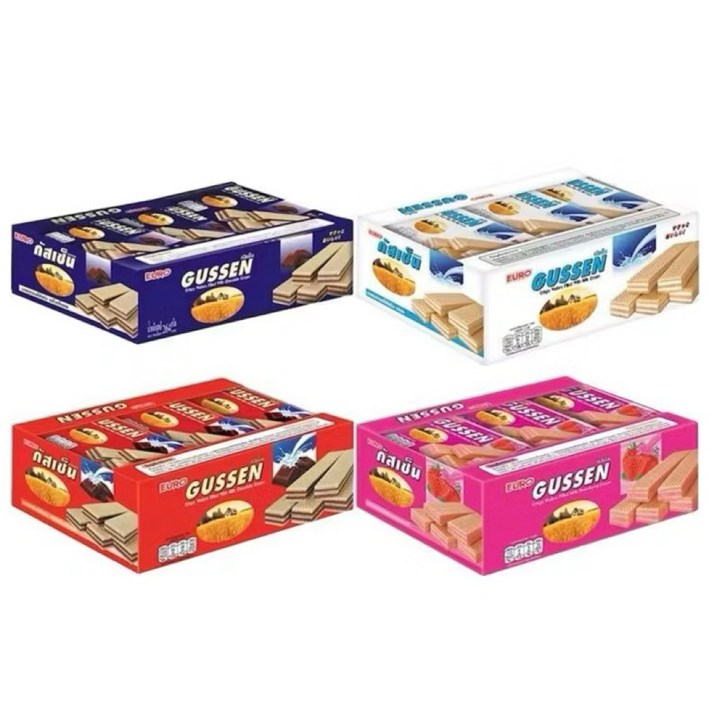 กัสเซ็น GUSSEN เวเฟอร์สอดไส้ครีม ขนาด 22 กรัม x 12 ซอง