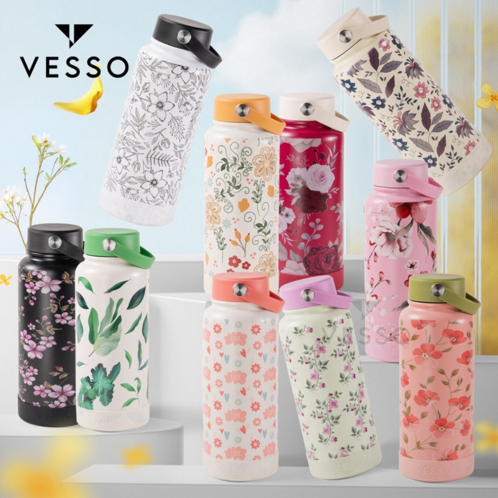 ListonX x VESSO Blossom Breeze Tumbler | ขวดน้ำสแตนเลสเก็บอุณหภูมิระดับพรีเมียม ขนาด 1000ml | เก็บร้อน 18ชม. เย็น 24ชม.