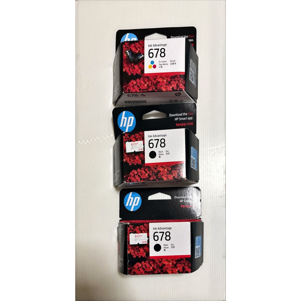 หมึกพิมพ์อิงค์เจ็ท HP678 ของแท้ ดำ + สี ; Black + Tricolor ซื้อ 1 แถม 2