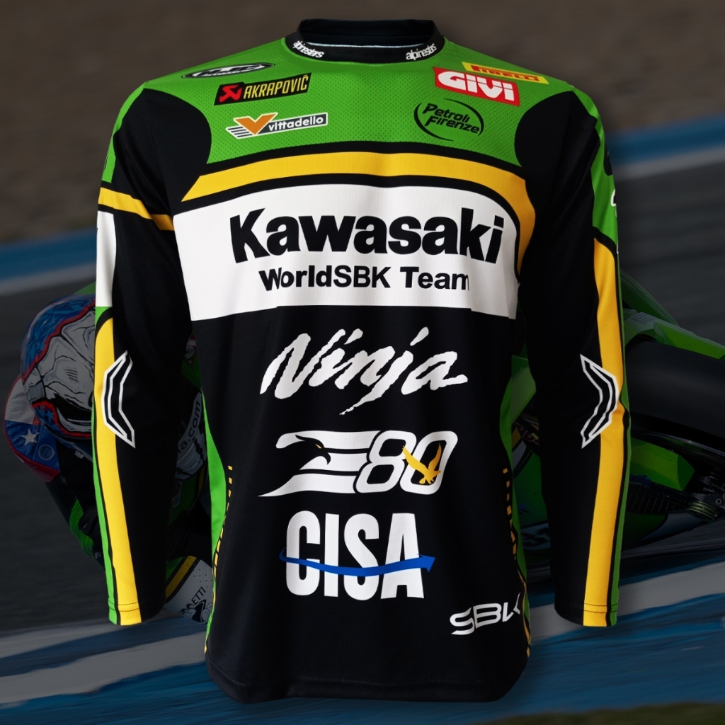 เสื้อคอกลมแขนยาว โมโตจีพี ทีม คาวาซากิ WSBK TEAM 2025 #WB0048 รุ่น การ์เรต เกอร์ลอฟ#31 ไซส์ S-5XL