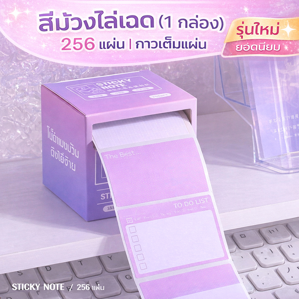 กระดาษโน๊ตเเบบสติกเกอร์ มีกาวในตัว 1 กล่อง 256 เเผ่น เขียนได้ ติดเเน่น ขนาดกว้างเขียนได้เยอะ ราคา ถูกที่สุด ดีลบีเคเค แกลเลอรีภาพที่ 3