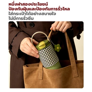 แก้วเก็บความเย็น เคลือบเซรามิก สแตนเลสแท้ ขนาด 710ML พร้อมที่จับ และฝาปิดหลอด เก็บเย็น-ร้อนได้นาน-270