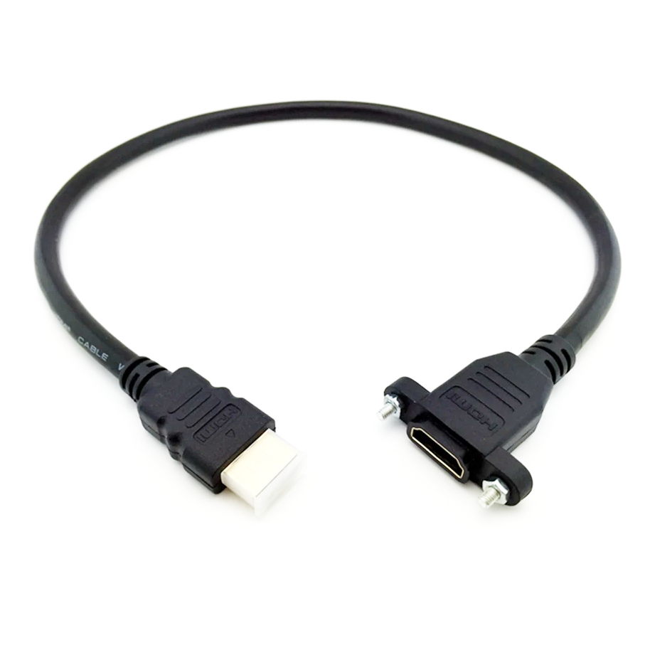 สายเคเบิลอะแดปเตอร์ HDMI ตัวผู้ เป็น HDMI ตัวเมีย 30 ซม. พร้อมรูสกรู 2 รู