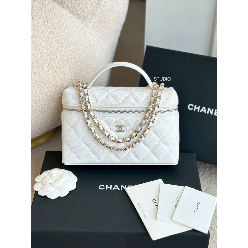CHACHA มีของพร้อมส่ง Chacha Vanity Case White Chanel Crossbody chacha Small White Vanity