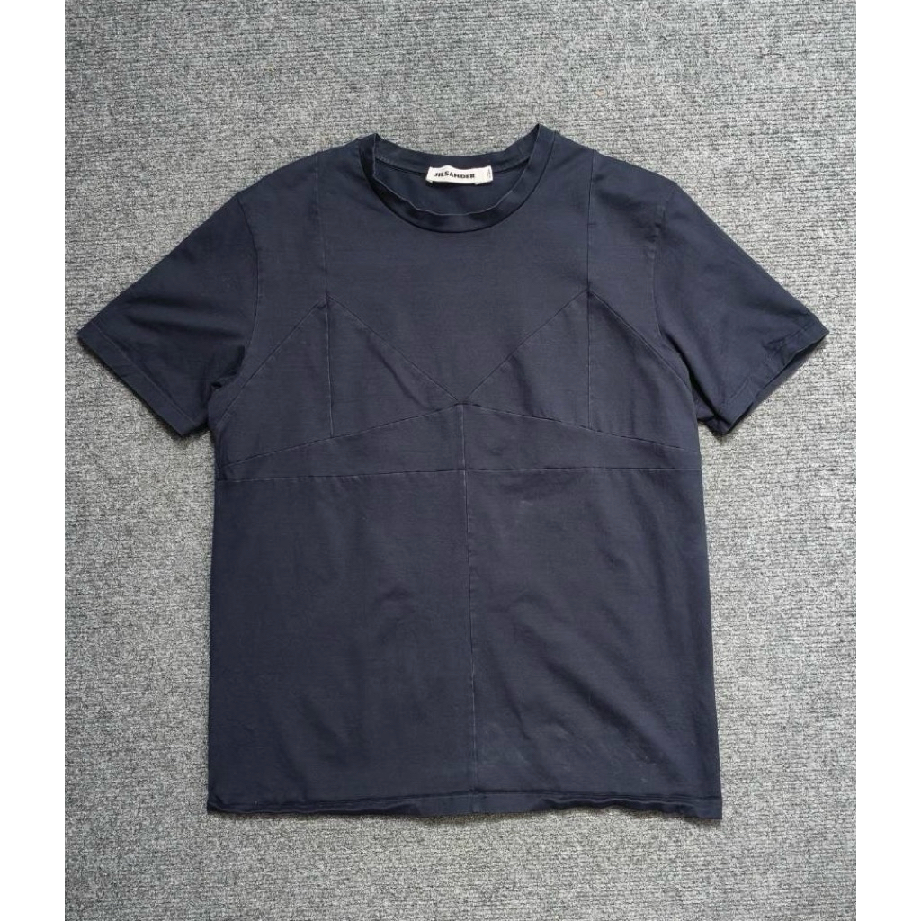navy cotton elastane t shirt made in italy(used)