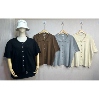 Cookie knit top เสื้อไหมพรมคอปกกระดุมคุกกี้