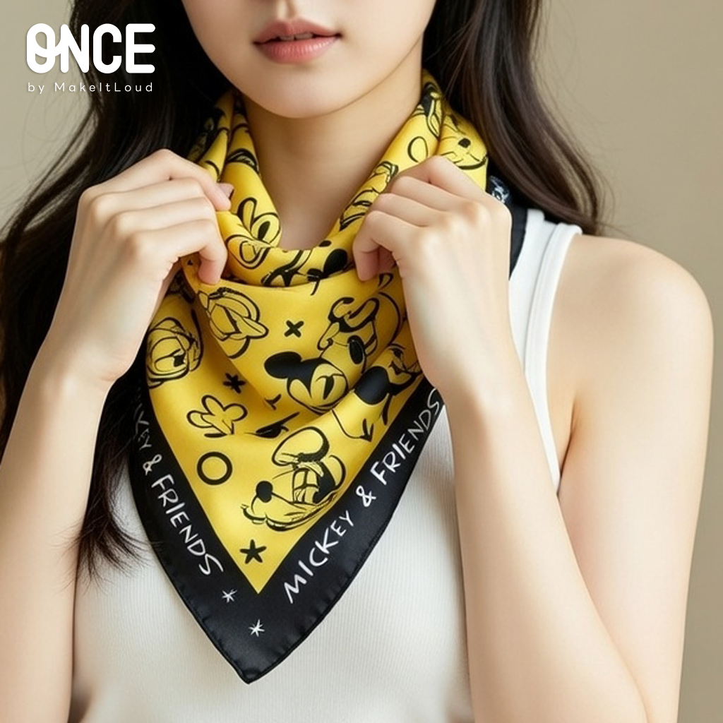 ONCE x ©Disney Mickey & Friends Yellow Scarf ผ้าพันคอ ผ้าอเนกประสงค์ ลิขสิทธิ์แท้