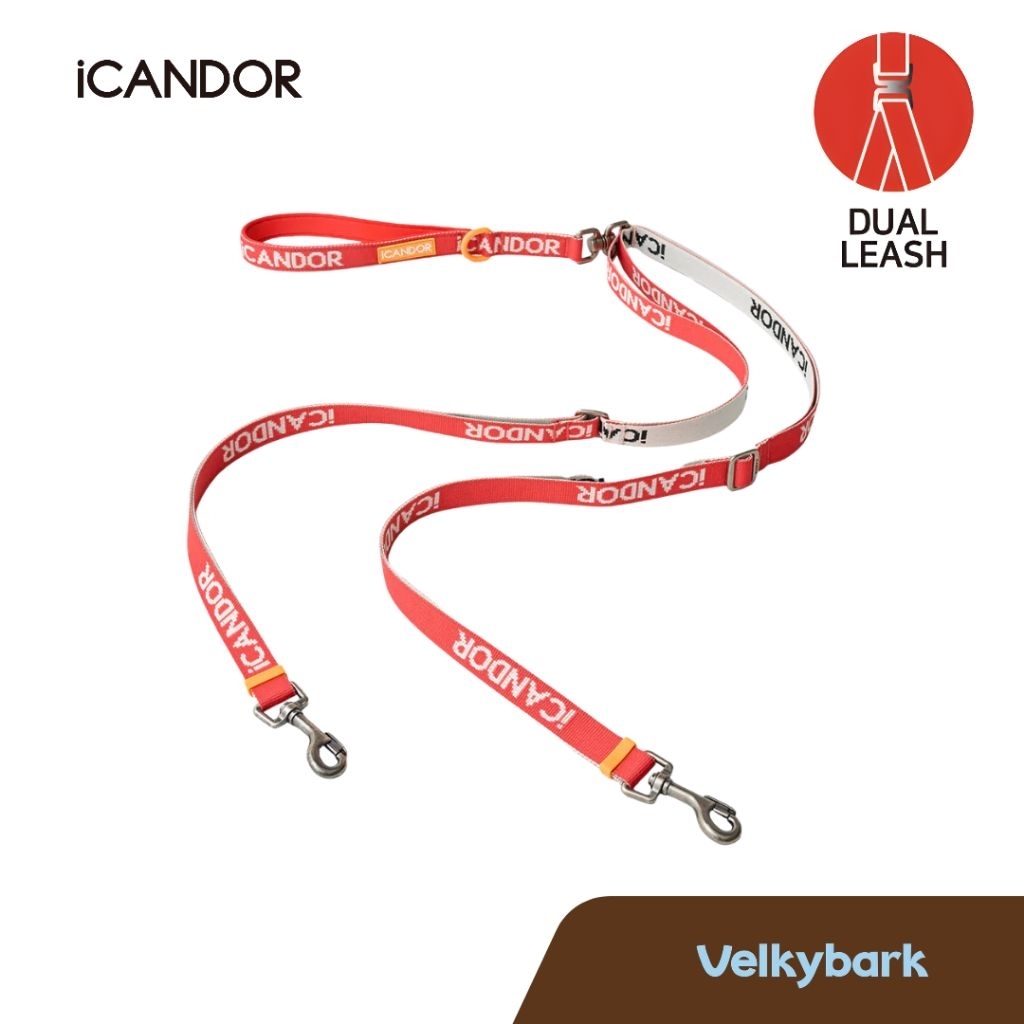 VELKYBARK [พร้อมส่ง] iCANDOR 🇰🇷 Gentle Leash Dual Signature สายจูงสัตว์เลี้ยง 2เส้น ปรับความยาวได้ สายจูงสุนัข สายจูงแมว