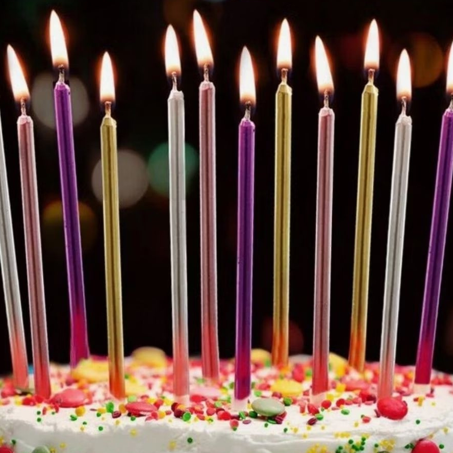 เทียนวันเกิด แบบแท่ง หลากหลายสี Birthday Cake Decorating Candle, Party Candle, Cake Topper แพค 6 แท่