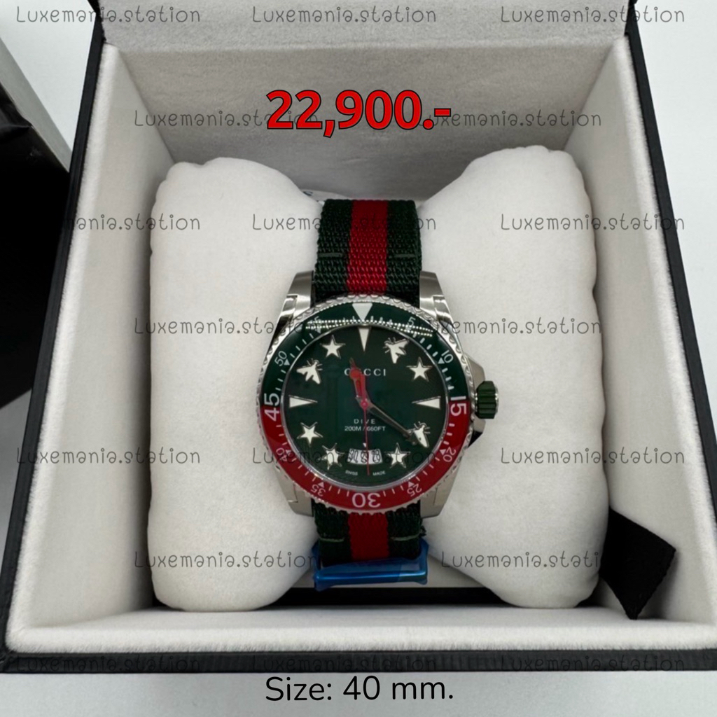 🇹🇭👜[พร้อมส่ง]: Gucci Dive Quartz Green Watch 40 mm. ‼️ก่อนกดสั่งรบกวนทักมาเช็คสต๊อคก่อนนะคะ‼️