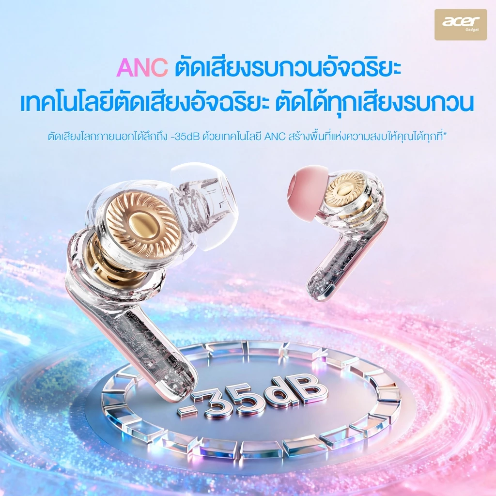 Acer OHR721 หูฟัง TWS Bluetooth ANC/ENC ตัดเสียงรบกวน thumbnail 3