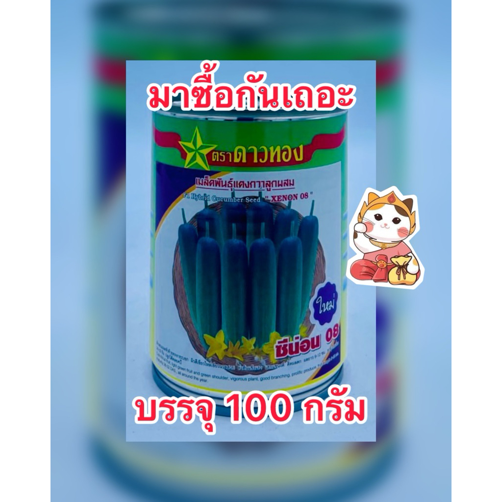 เมล็ดพันธุ์แตงกวา ซีน่อน 08 ตราดาวทอง (สิ้นอายุ10/70) บรรจุ100กรัม/กระป๋อง