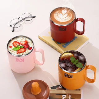 ถ้วยกาแฟจัมโบ้ แถมหลอดดูดซิลิโคน แก้วกาแฟเก็บอุณหภูมิ ความจุ850มล. แก้วเก็บความเย็น แก้วมักสแตนเลส